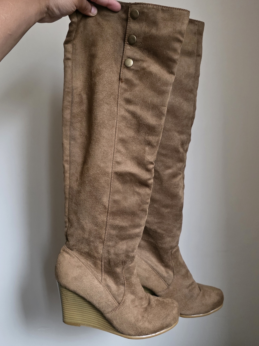 Women's Tall Wedge Boots in Brown